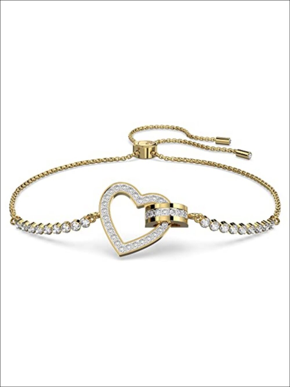 Swarovski Crystal Heart Bangle Bracelet 6.5"